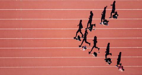 A group of runners on a track