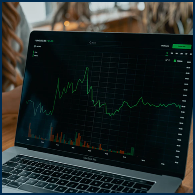 Laptop screen showing a graph