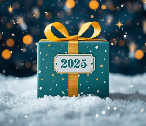 A brightly wrapped present